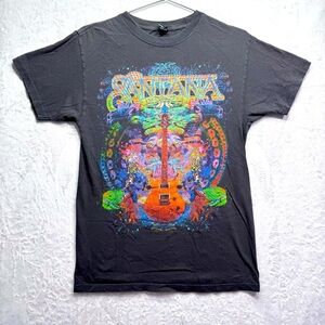 Vintage Y2K Santana Spiritual Soul Rock Band Tee T-Shirt M&O Gold Grunge Punk